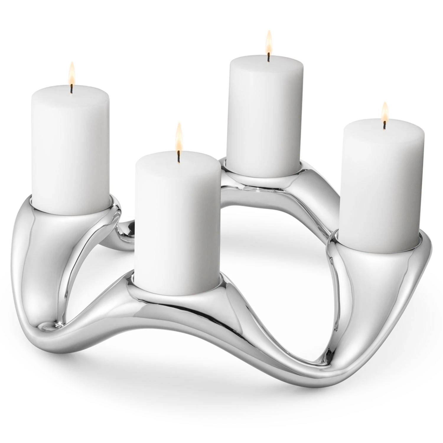 Georg Jensen Cobra 4er Kerzenhalter Edelstahl – Design Von Constantin Wortmann, Höhe 8 Cm, Ø 33 Cm