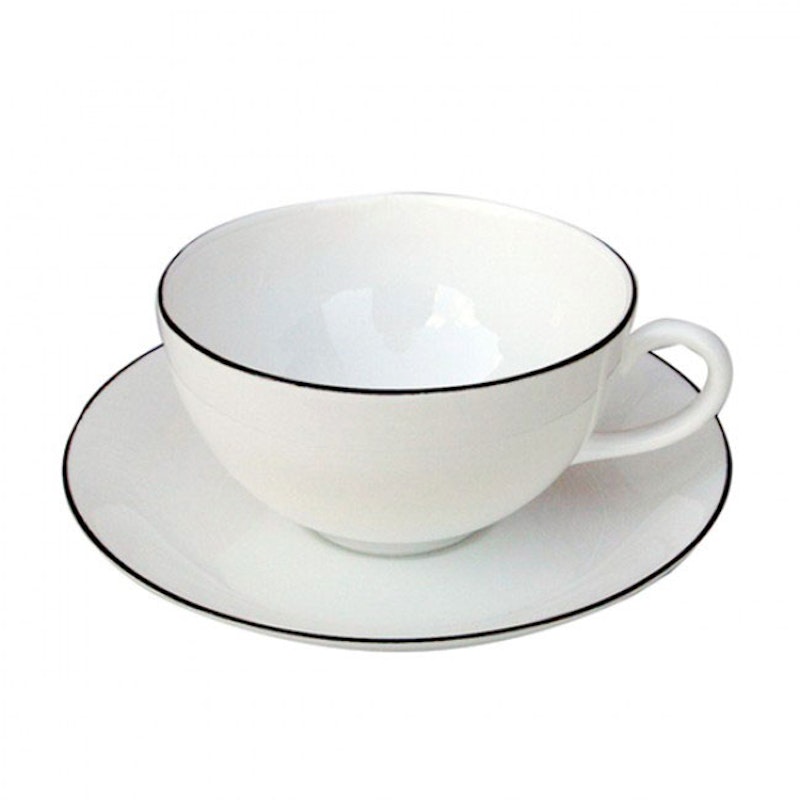 Natur Tea Cup With Saucer, Round, Snow