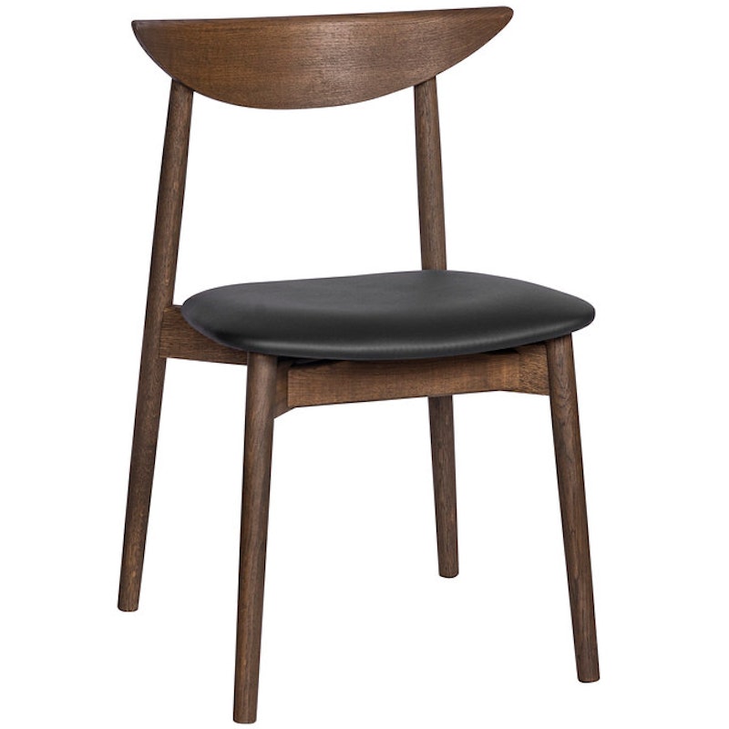 Symphony Dining Chair, Black Leather Seat, Dark oiled Oak