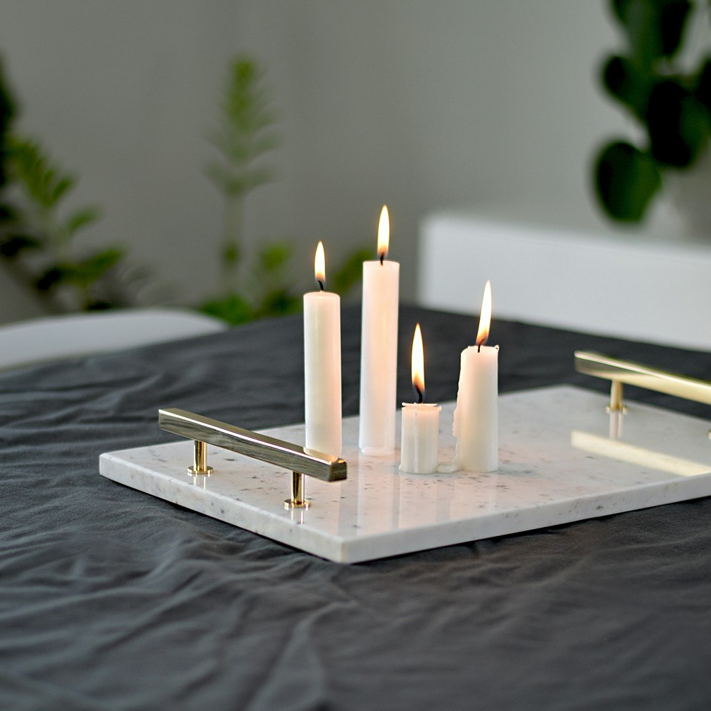 Marbletray with Handles, White / Brass | RoyalDesign