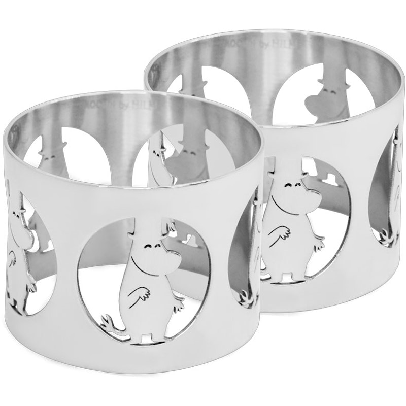 Hilke X Moomin Napkin Ring Moominpappa 2-pack, Nickel plated Brass