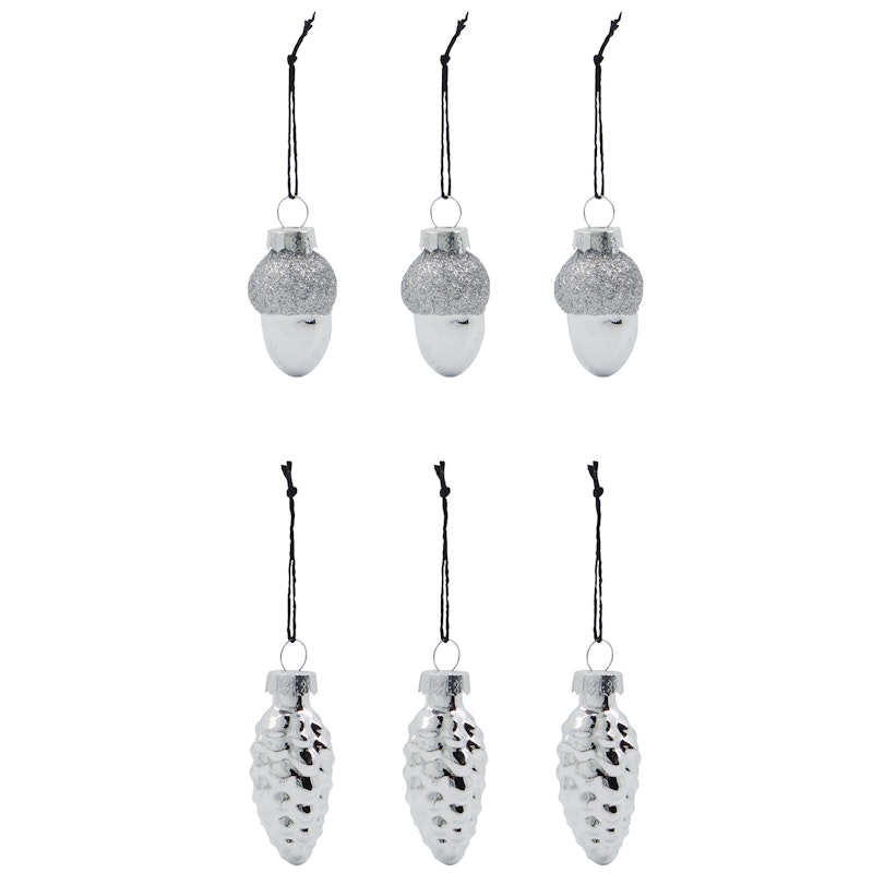 Glint Christmas Decorations 6-pack, Silver