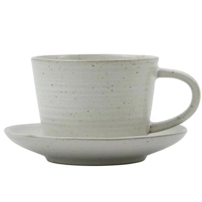 Pion Cup With Saucer 23 cl, Grey/White