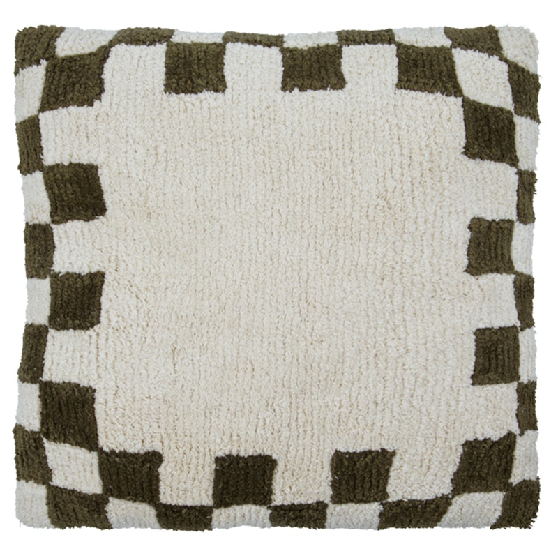 Chess Cushion Cover 50x50 cm, Green/Off-white