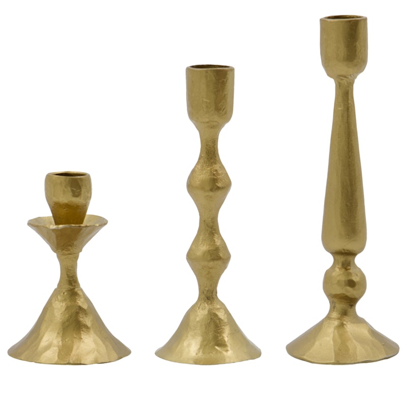 Castle Candle Holder 3 Pieces, Antique Brass