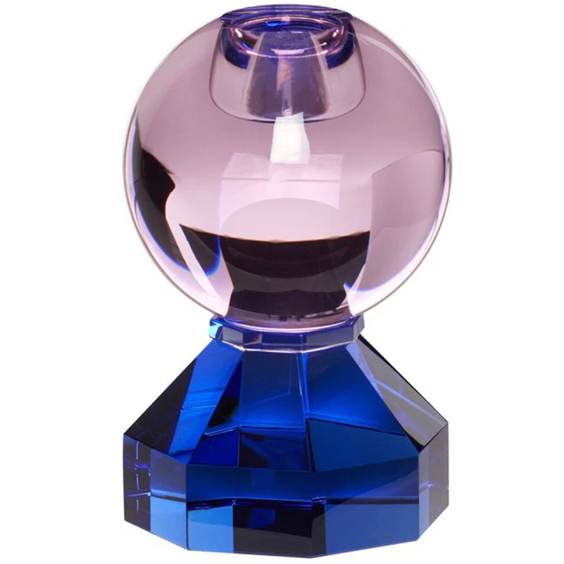 Gem Candlestick 11 cm, Pink/Blue