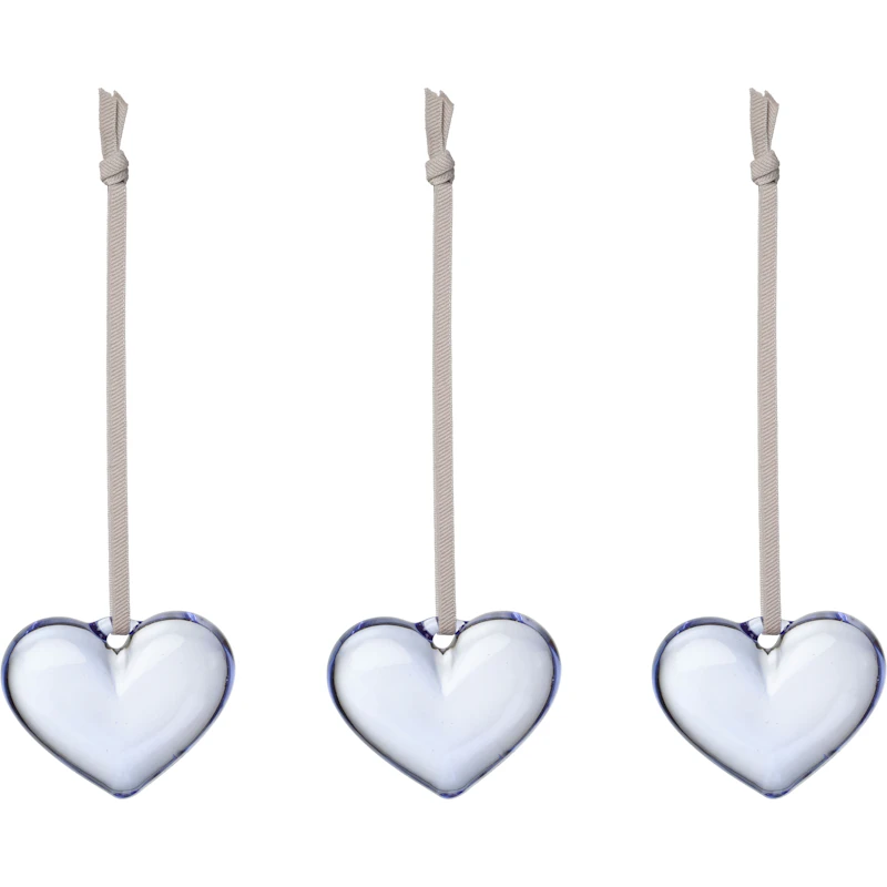 Iittala glass heart 50mm clear blue 3-pack