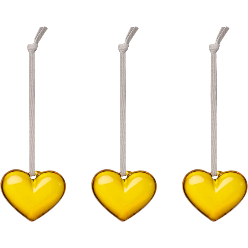 Iittala glass heart 50mm yellow 3-pack