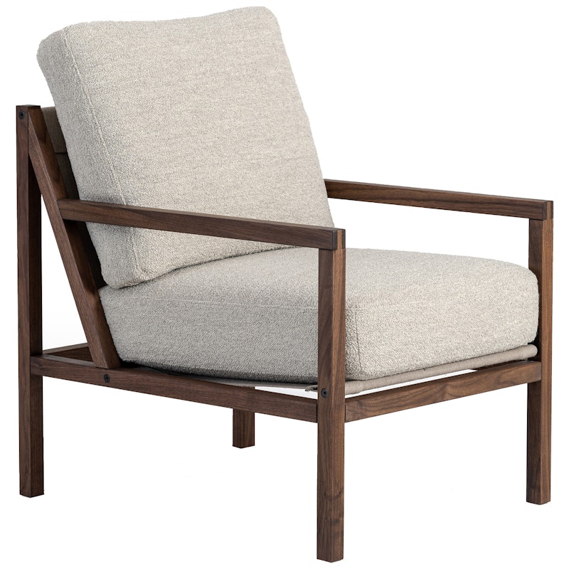 Seventy Five Wood Armchair, Walnut / Bouclé Sand