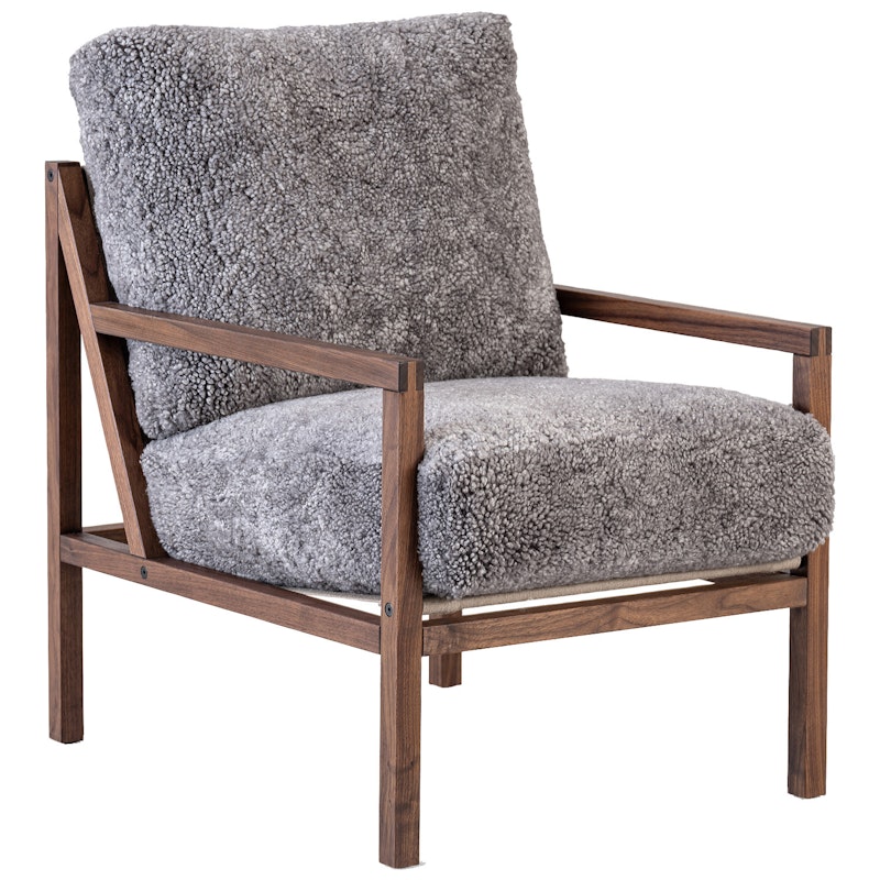 Seventy Five Wood Armchair, Walnut / Sheepskin Scandinavian Grey