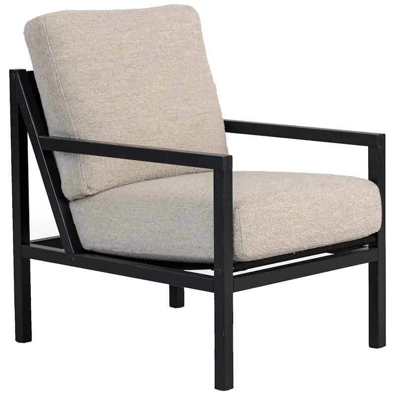 Seventy Five Wood Armchair, Black Oak / Bouclé Sand