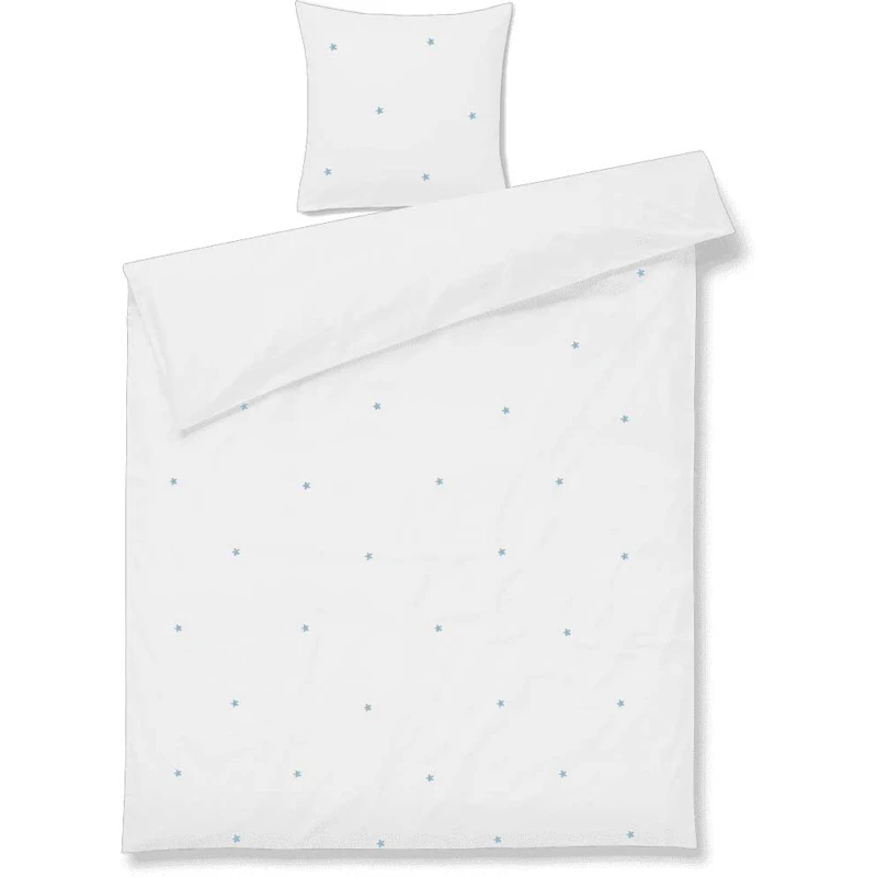 Daisy Bed Set 140x220 + 60x63 cm, White / Light Blue