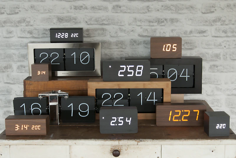 Boxed Flip XL Wall/Table Clock, Brushed Steel | RoyalDesign