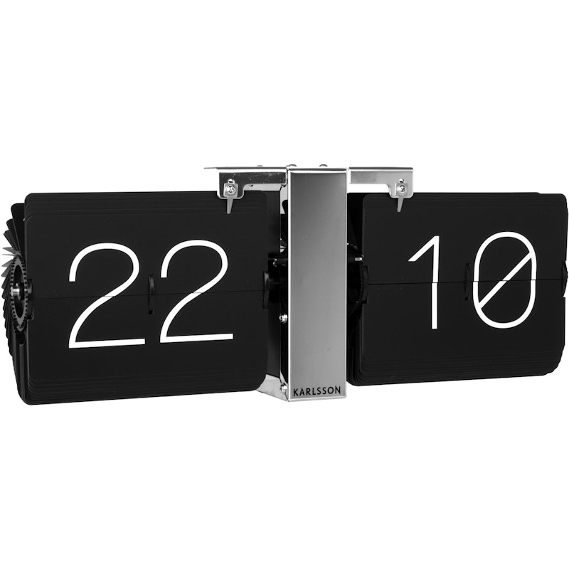 No Case Flip Wall/Table Clock, Black/Chrome