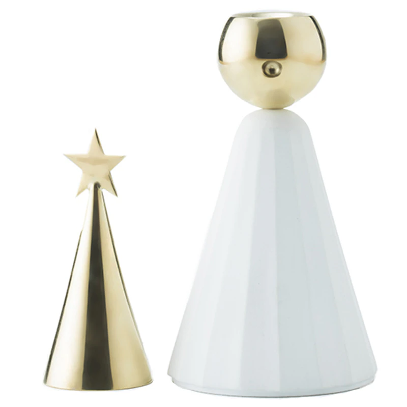 Soprano Candlestick 2 Pieces, White/Brass