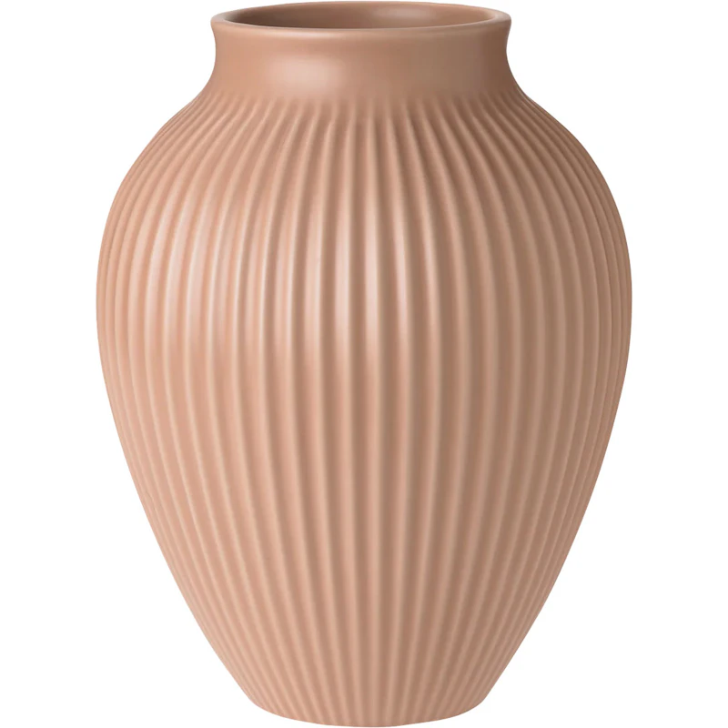 Vase Grooved 20 cm, Dusty Rose