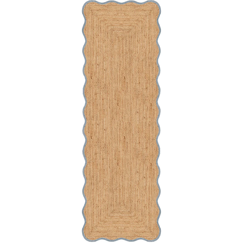 Scallop Jute Rug 75x240 cm, Misty Blue