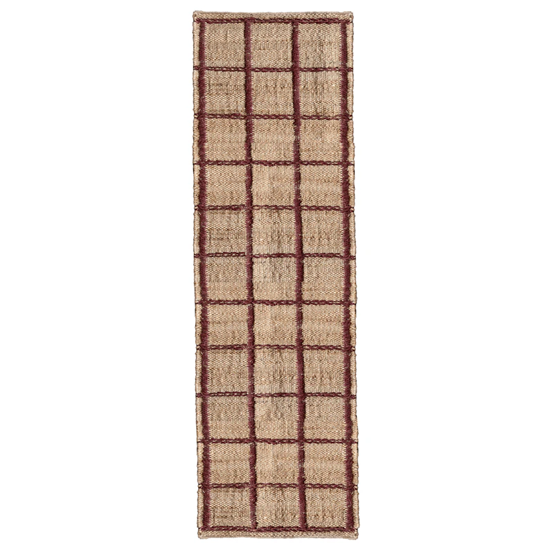 Strata Jute Rug 75x240 cm, Burgundy