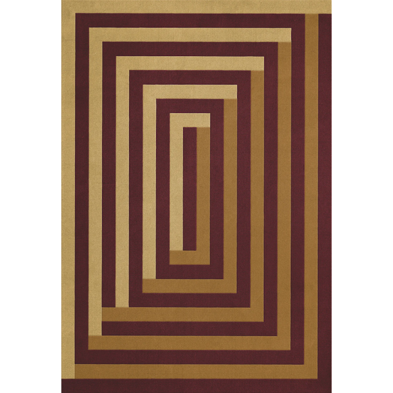 Teklan Labyrinth Wool Rug 200x300 cm, Sand / Mulberry