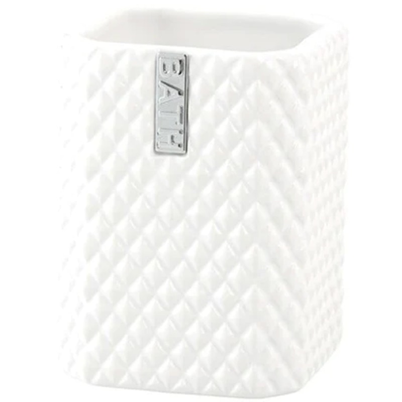 Marion Toothbrush Holder, White/Silver