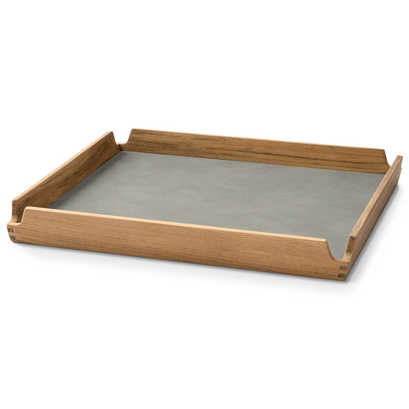 Airy Teak Tray Small, Light Grey