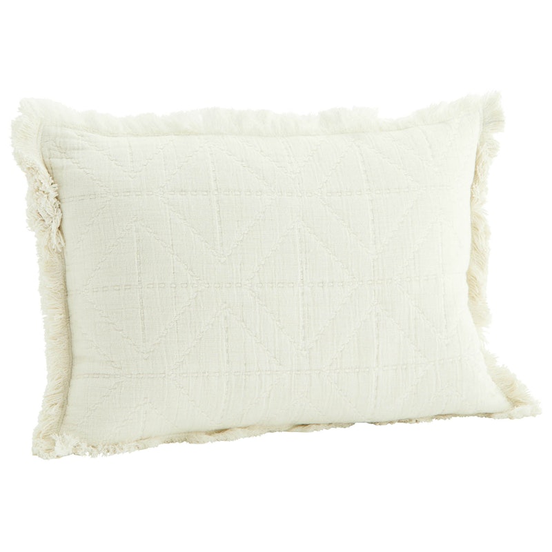 Embroidered Cushion Cover 30x45 cm, Off-white