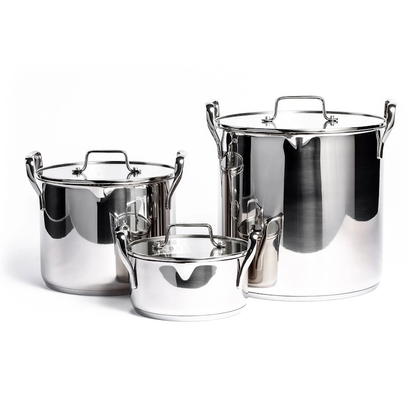Pot Set Stackable 3-pack, Stainless Steel