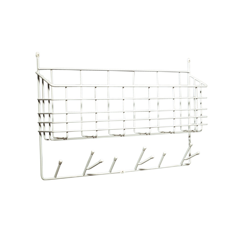 Mitten Shelf Storage/Hooks, White