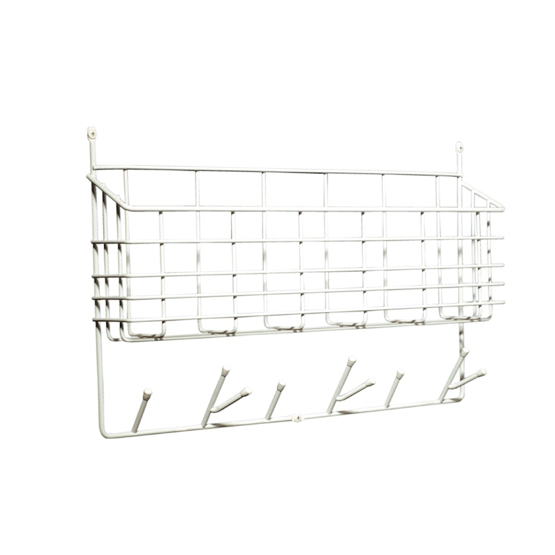 Mitten Shelf Storage/Hooks, White