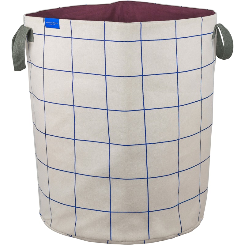 Mesh Laundry Basket, Sand / Cobalt-blue