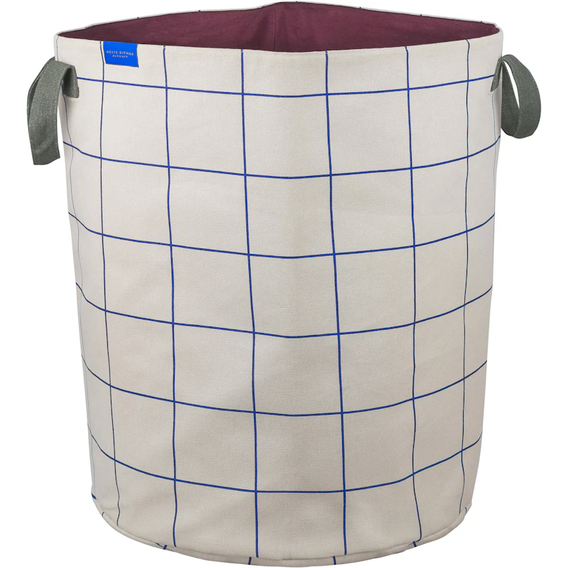 Mesh Laundry Basket, Sand / Cobalt-blue