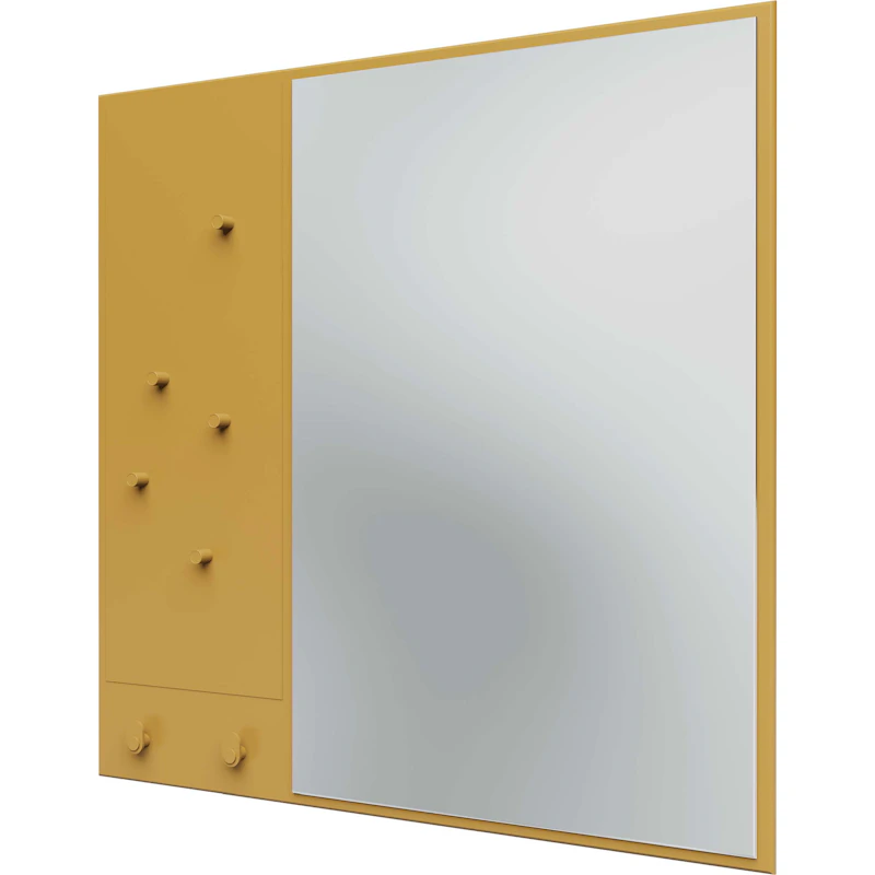 Memo Wall Mirror With Notice Board, Cumin