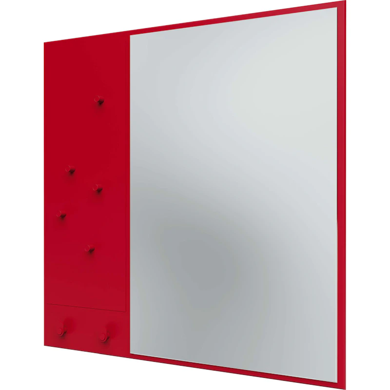 Memo Wall Mirror With Notice Board, Beetroot