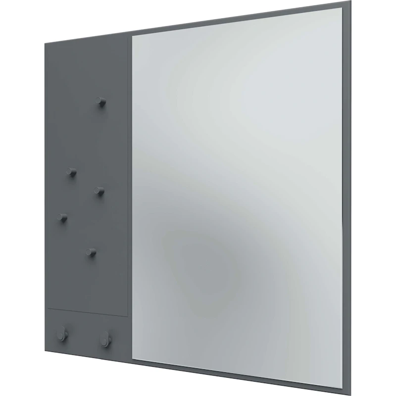 Memo Wall Mirror With Notice Board, Coal