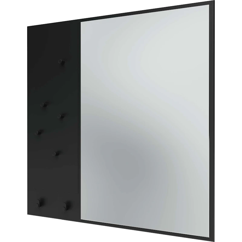 Memo Wall Mirror With Notice Board, Black