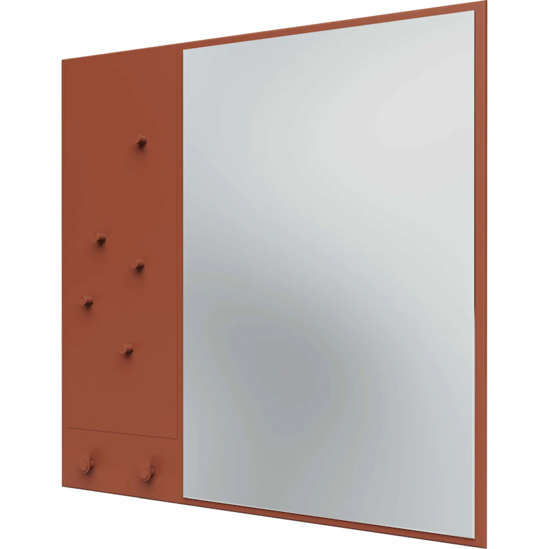 Memo Wall Mirror With Notice Board, Hazelnut