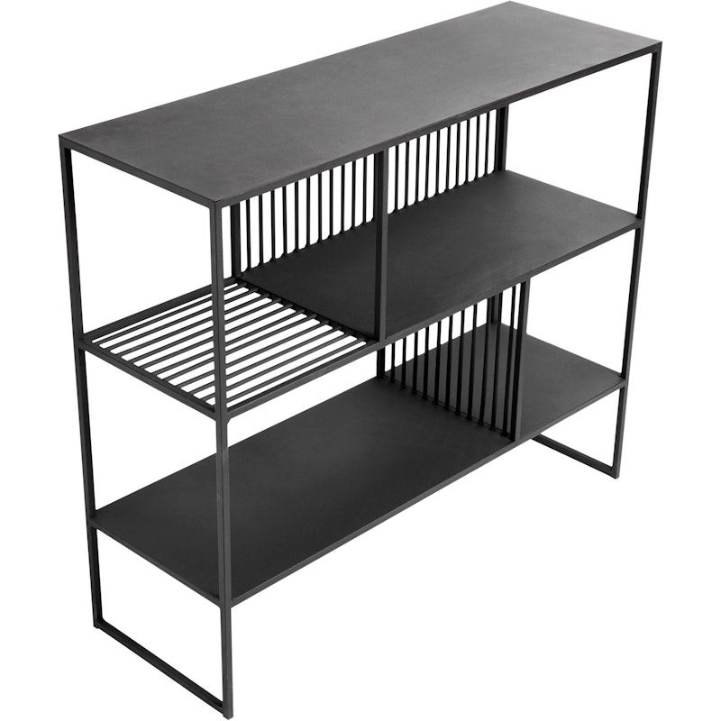 Denver Low Shelf 105x90 cm, Black Metal / Glass - Muubs @ RoyalDesign