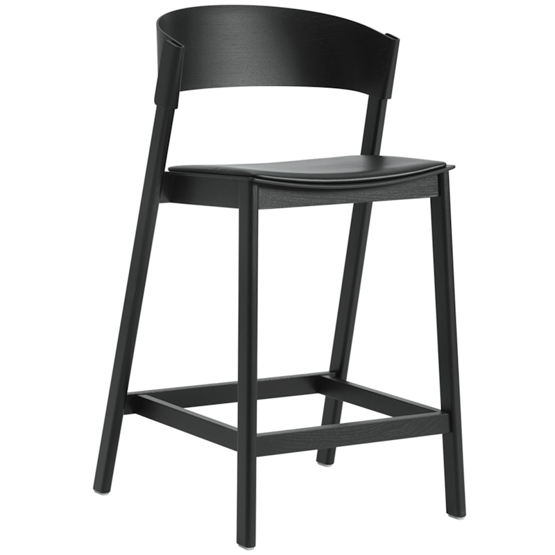 Cover Bar Chair With Backrest 65 cm, Black / Black Leather