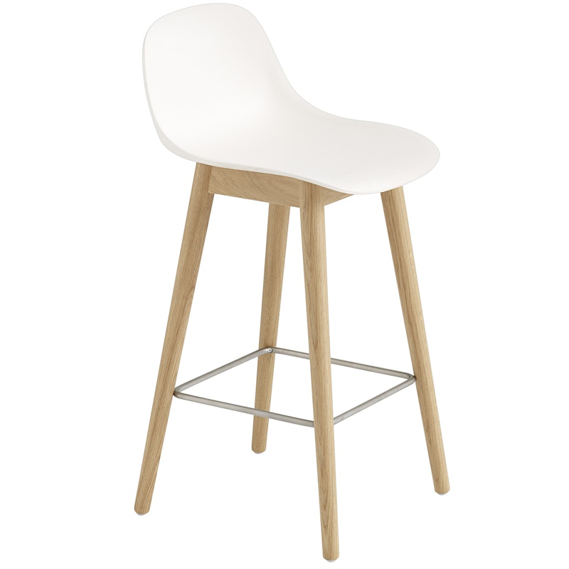 Fiber Bar Stool Wood With Backrest 65 cm, Natural White / Oak