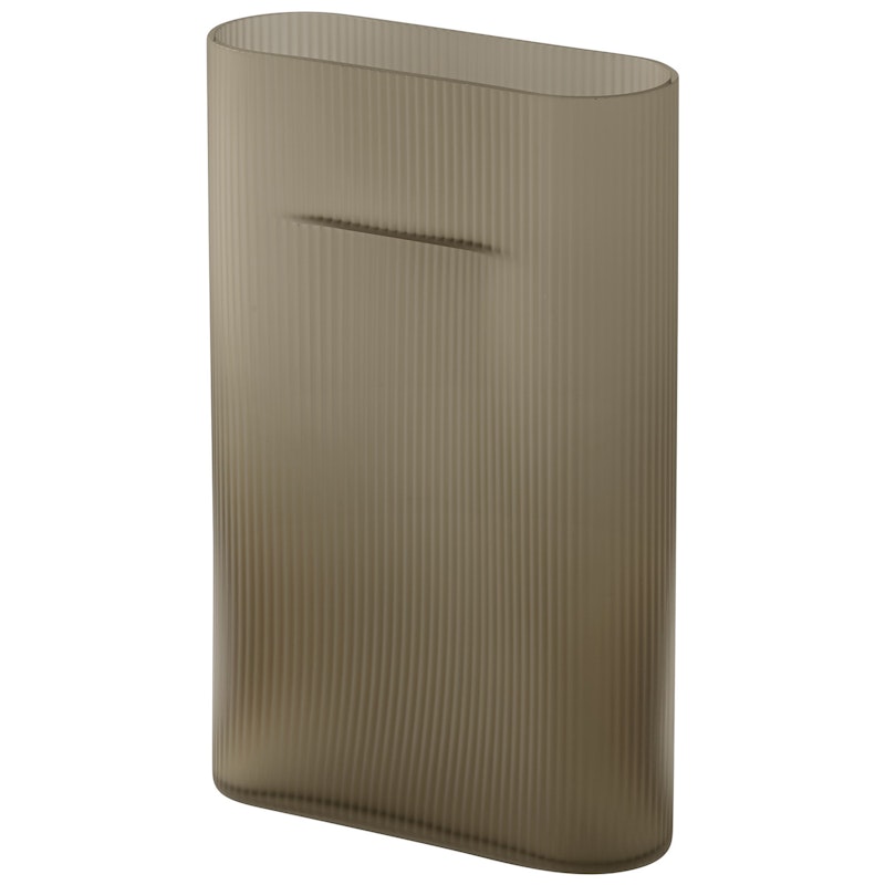 Ridge Vase Frosted Glass 35 cm, Taupe