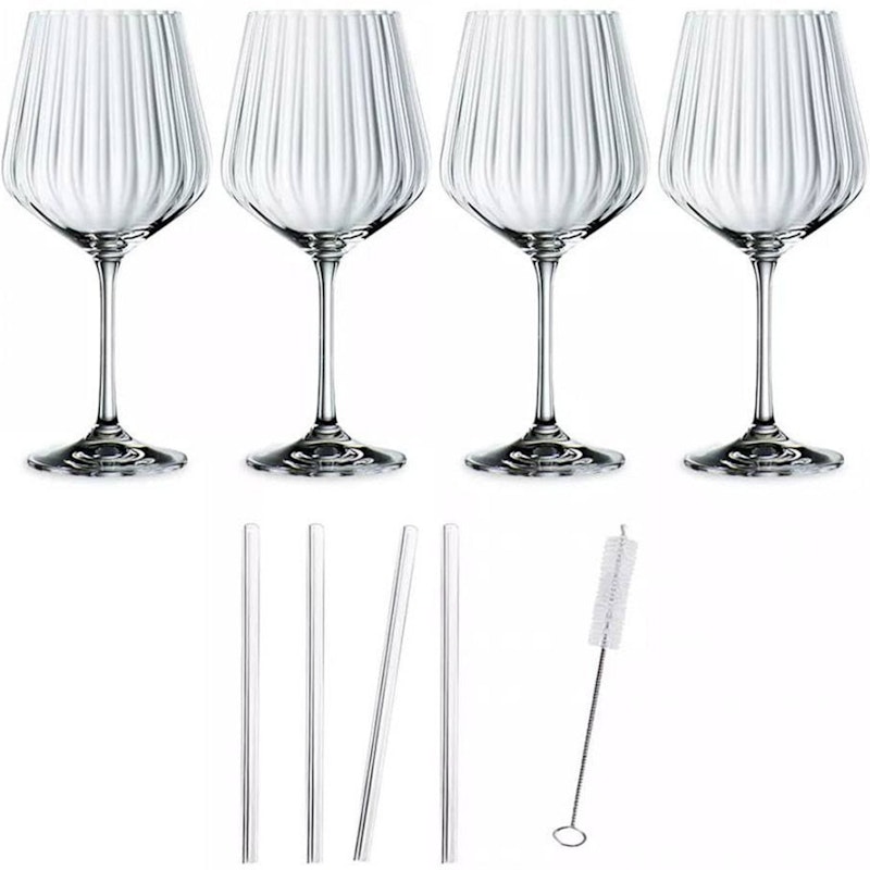 Feel Good Drink Glass With Straw 4-pack