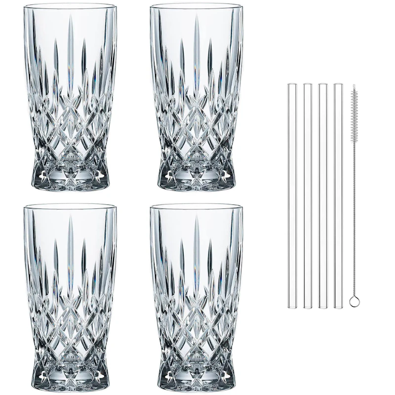 Noblesse Latte Macchiato Glass With Straw 4-pack