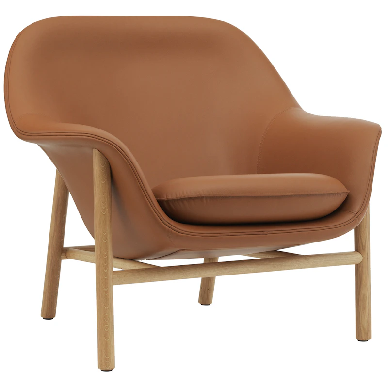 Drape Low Armchair, Ultra Leather 41574 / Oak
