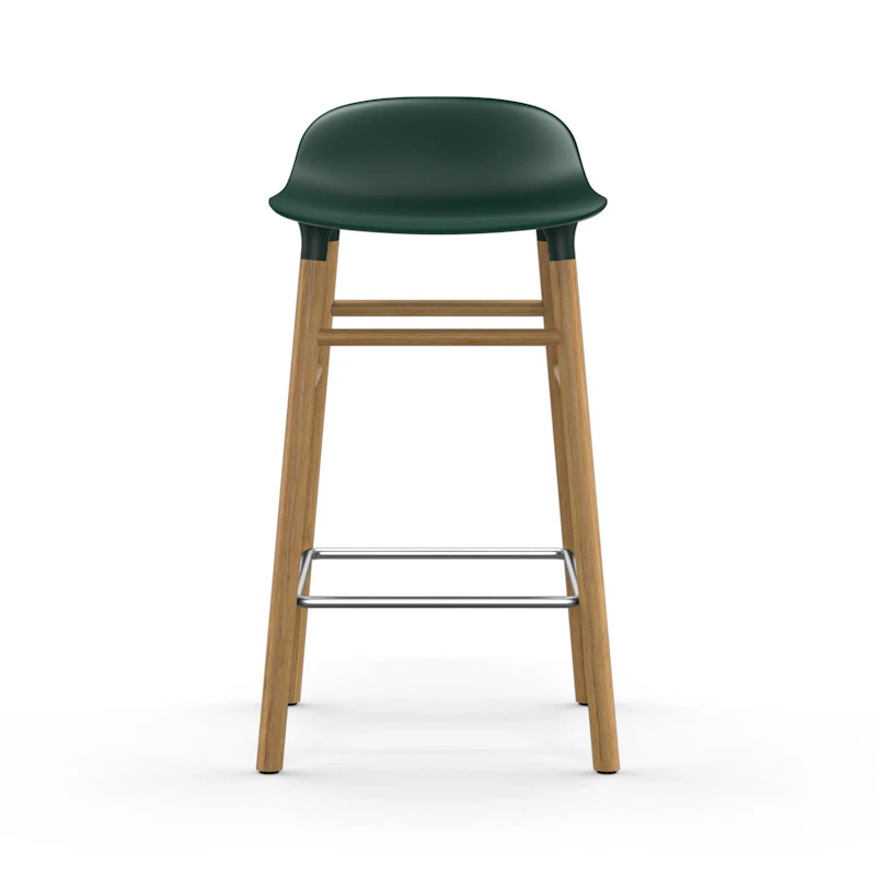 Form Bar Stool Oak Base, 65cm, Green