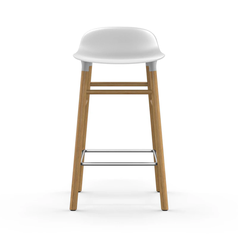 Form Bar Stool Oak Base, 65cm, White