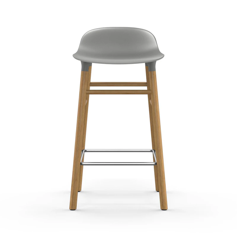 Form Bar Stool Oak Base, 65cm, Grey