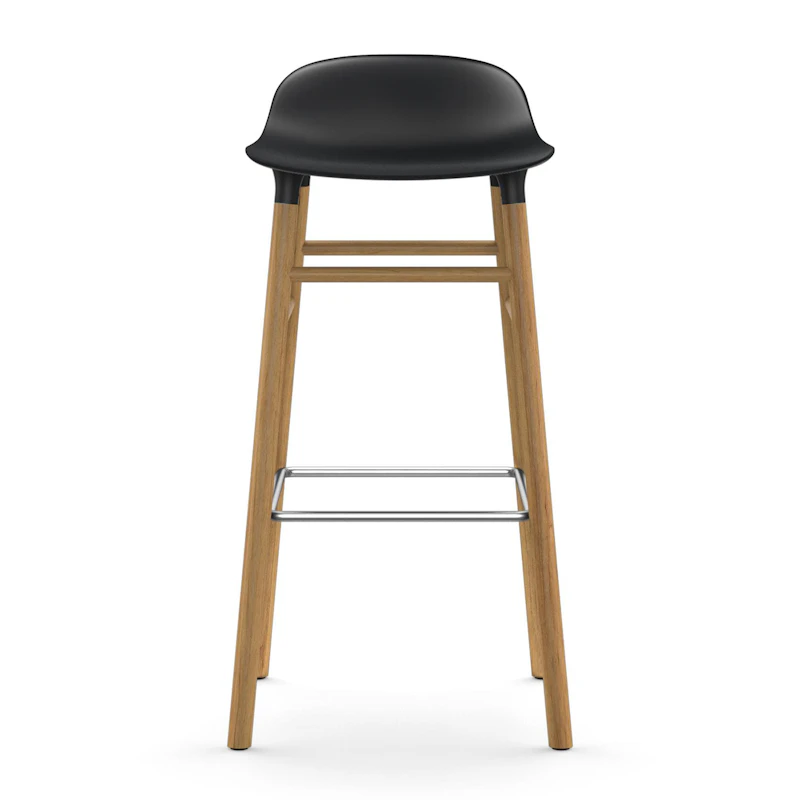 Form Bar Stool Oak Base, 75cm, Black