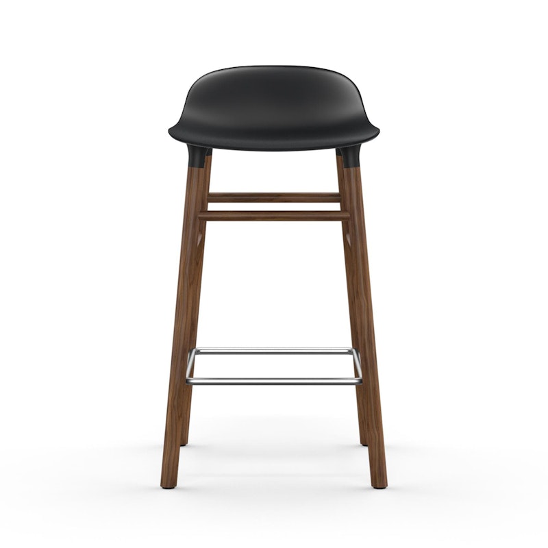 Form Bar Stool Walnut Base, 65cm, Black