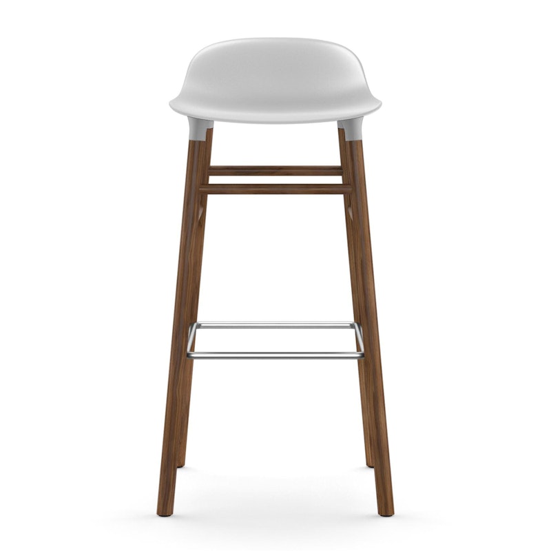 Form Bar Stool Walnut Base, 75cm, White