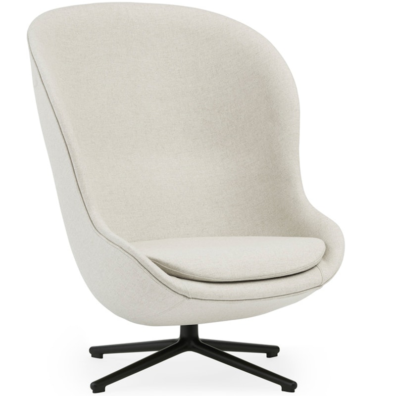 Hyg Armchair High With Swivel Base, Off-white / Black Aluminium